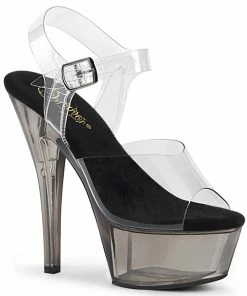 Pleaser Shoes By Pleaser USA KISS-208T Pleaser Shoes Smoke Tinted Platform Pole Dancing Shoe