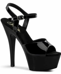 Pleaser Shoes By Pleaser USA KISS-209 Pleaser Shoes Black Patent Platform Pole Dancing Shoe 6 Inch Heels