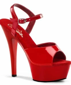 Pleaser Shoes By Pleaser USA 6 Inch Heels KISS-209 Pleaser Shoes Red Patent Platform Pole Dancing Shoe