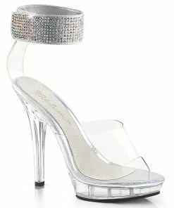Fabulicious Shoes By Pleaser USA LIP-142 Clear Rhinestone High Heel Evening Shoe