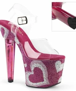 Pleaser Shoes By Pleaser USA 7 Inch Heels LOVESICK-708HEART Pleaser Shoes Rhinestone Platform Pole Dancing Shoes
