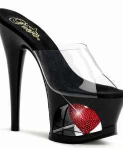 Pleaser Shoes By Pleaser USA MOON-701HRS Pleaser Shoes Unique Platform Stripper Slide Sandal 7 Inch Heels