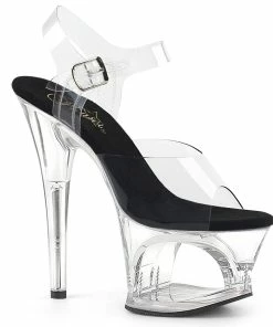 Pleaser Shoes By Pleaser USA MOON-708 Pleaser Shoes Clear Cut Out Platform Stripper Sandal 7 Inch Heels