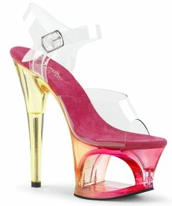 Pleaser Shoes By Pleaser USA MOON-708MCTPleaser Shoes Clearance Pink Tinted Pole Dancing Shoes 7 Inch Heels