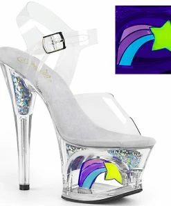 Pleaser Shoes By Pleaser USA MOON-708RSS Pleaser Shoes Clearance Shooting Star Stripper Shoe 7 Inch Heels
