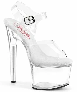 Pleaser Shoes By Pleaser USA 7 Inch Heels PASSION-708 Pleaser Shoes Clear Platform Comfortable Stripper Shoes