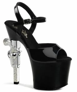 Pleaser Shoes By Pleaser USA REVOLVER-709 Pleaser Shoes Rhinestone Gun Stripper Shoes Halloween Costume Footwear