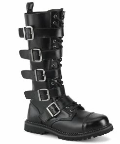 Unisex Demonia Footwear RIOT-18BK Demonia Shoes 18 Eyelet Steel Toe Punk Boot