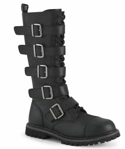 Demonia Shoes Unisex Demonia Footwear RIOT-18BK Demonia Shoe 18 Eyelet Punk Combat Boot