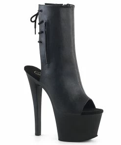 Pleaser Shoes By Pleaser USA Booties And Ankle High Boots SKY-1018 Black Hidden Pocket Platform Stripper Boot