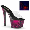 Pleaser Shoes By Pleaser USA 7 Inch Heels SKY-301-5 Neon Pink Splash Clearance Stripper Shoes