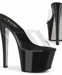 Pleaser Shoes By Pleaser USA 7 Inch Heels SKY-301CRS Rhinestone Stripper Shoes