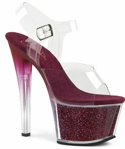 Pleaser Shoes By Pleaser USA 7 Inch Heels SKY-308G-T Burgundy Sexy Platform Stripper Shoes