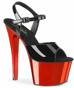 Pleaser Shoes By Pleaser USA SKY-309 Red Chrome Platform Stripper Shoes