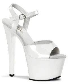 Pleaser Shoes By Pleaser USA SKY-309 Pleaser Shoes White Patent Stripper Shoe