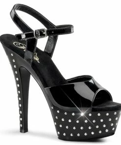 Pleaser Shoes By Pleaser USA STARDUST-609 Pleaser Shoes Rhinstone Studded Stripper Sjpes 6 Inch Heels