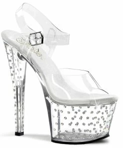 Pleaser Shoes By Pleaser USA STARDUST-708 Pleaser Shoes Rhinestone Studded Pole Dancing Shoes 7 Inch Heels