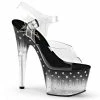 Pleaser Shoes By Pleaser USA STARDUST-708T Pleaser Shoes Tinted Black Platform Stripper Shoes 7 Inch Heels