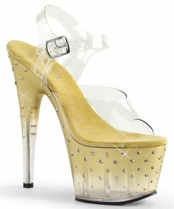 Pleaser Shoes By Pleaser USA STARDUST-708T Pleaser Shoes Clearance Stripper Shoes 7 Inch Heels