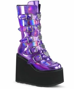 Demonia Shoes SWING-230 Demonia Boots Purple Platform Gothic Boots