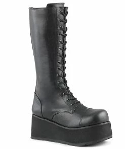 TRASHVILLE-502 Demonia Shoes Black Punk 17 Eyelet Boot Unisex Demonia Footwear