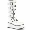 TRASHVILLE-518 Demonia Shoes White Vegan Leather Knee High Gothic Boot