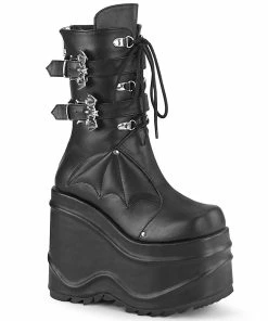 WAVE-150 Demonia Shoes Gothic Wedge Platform Boot Women's Demonia Footwear