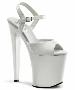 Pleaser Shoes By Pleaser USA 8 Inch Heels XTREME-809 Pleaser Shoes White Patent 8 Inch Exotic Dancer Shoe